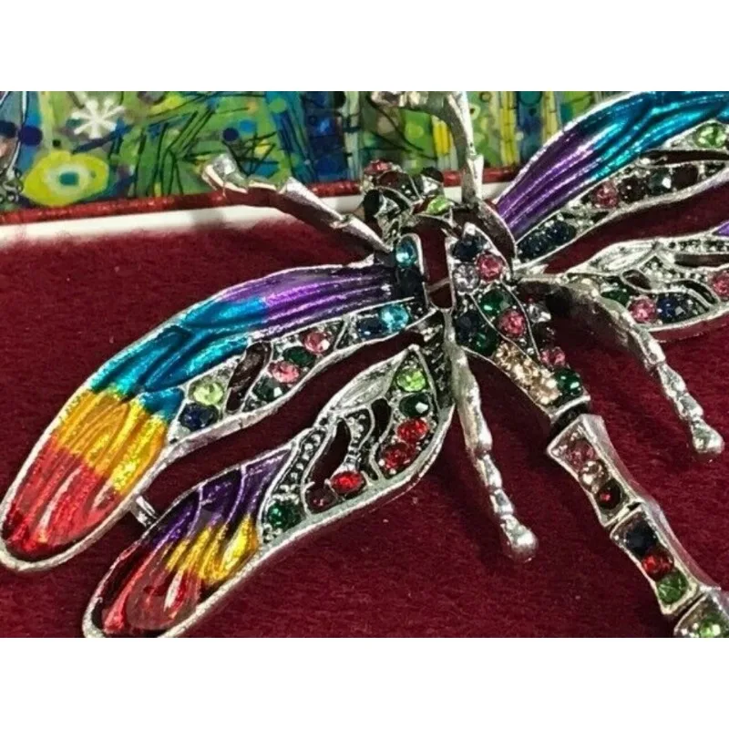 

Vintage Fashion Lady's Brooch Dragonfly Shape Gem-setting Style Oil-plated Alloy Chest Accessory Coat Suit Decoration