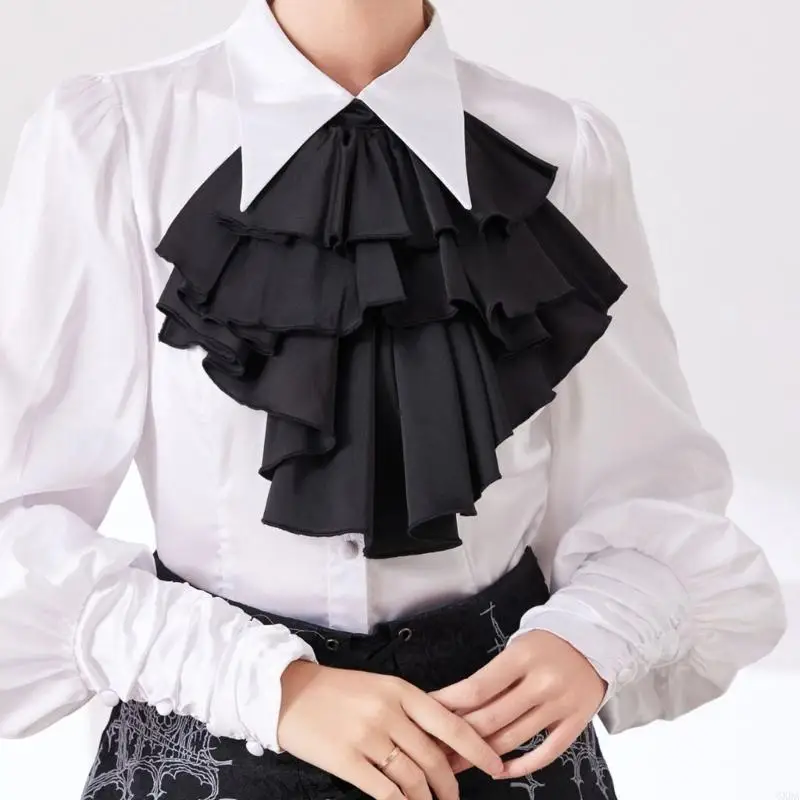 Breathable Multi Layered Flouncing Collar Detachable Neckpiece For Blouses Tops Elegant Everyday Enhancement 6XDA
