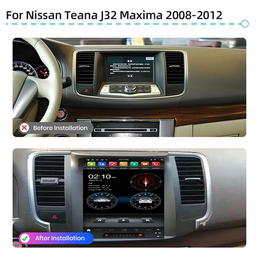 Android 11.0 Car Multimedia Player Tesla Style Qualcomm CarPlay GPS 4G WiFi DSP Car Radio For Nissan Teana J32 Maxima 2008-2012