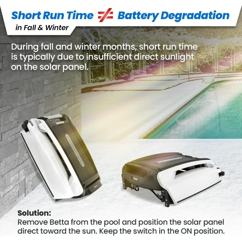 Betta SE Solar-Powered Robotic Automatic Pool Skimmer Cleaner with 24/7 Continuous Cleaning Battery Power
