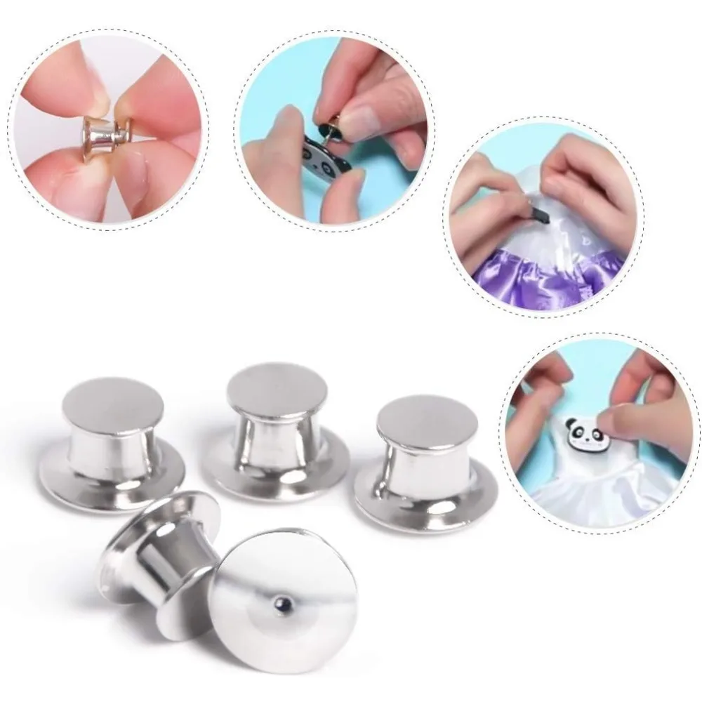 8/16/32pcs Metal Pin Backs Locking Pin Keepers Clasp Needle Back Enamel Pin Backs Jewelry Making Pin Backs Clasp Lapel Pin Backs