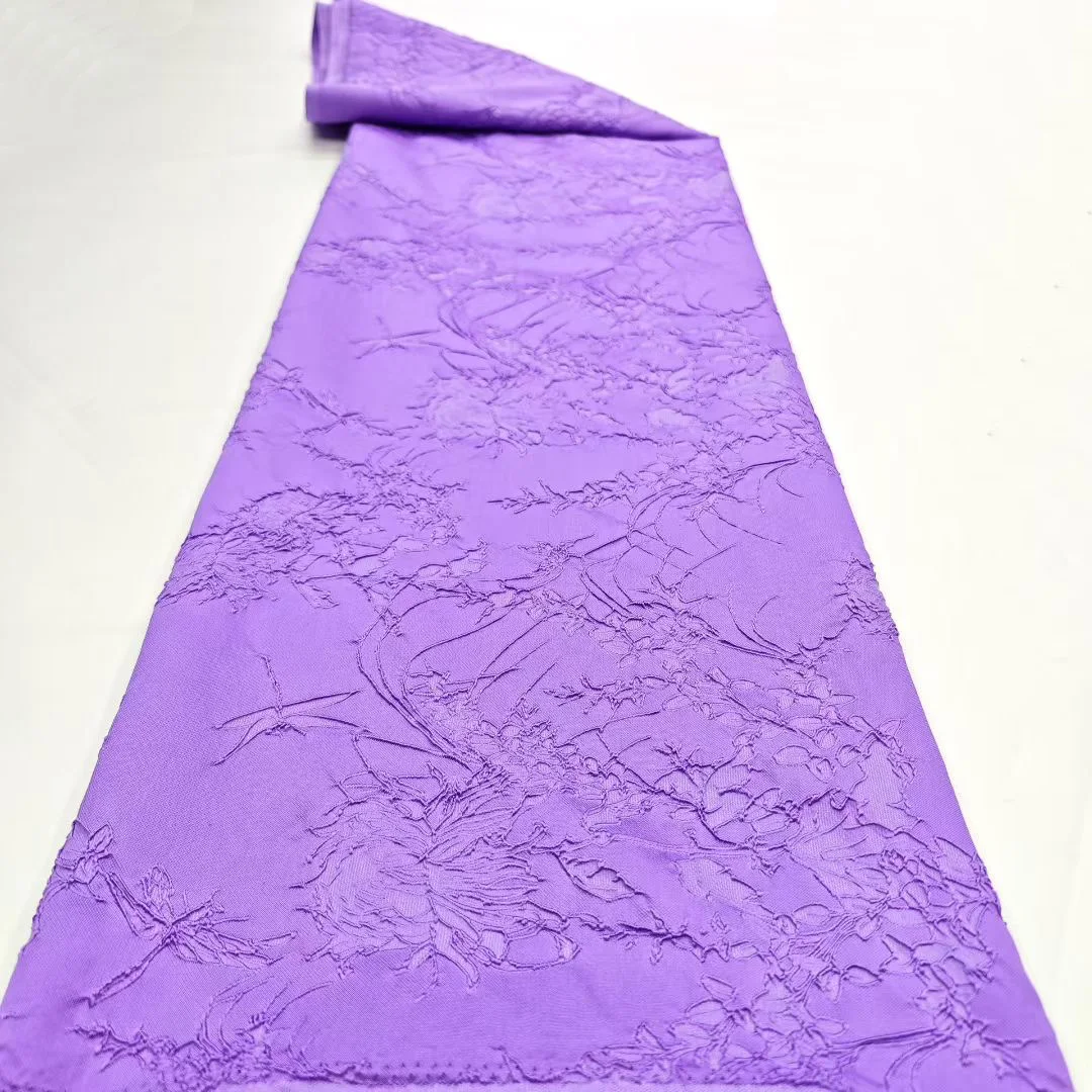 

(5yards/pc) High quality lilac purple Africa jacquard lace fabric Nigerian party lace for making dress XSJ028