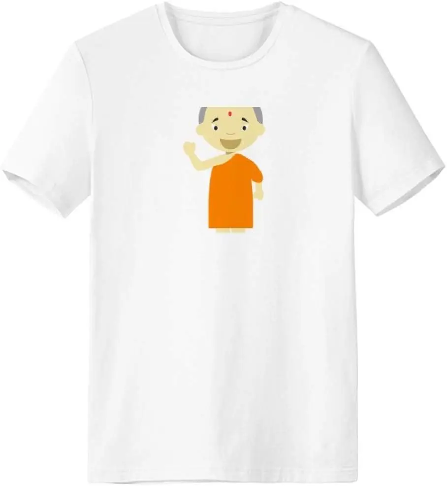 Orange Gown Monk Nepal Cartoon T-Shirt For Men Women Summer Tees Cotton Luxury Brand Vintage Oversized