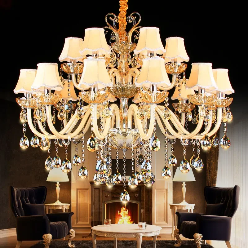 

Modern European Crystal Chandelier, Candle Style Pendant Light for Living Room Dining Room Bedroom