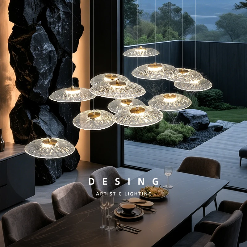 

Dining room pendant light Modern villa dining room Kitchen pendant light designer glass Multi-head Hanging Lamp pendant light