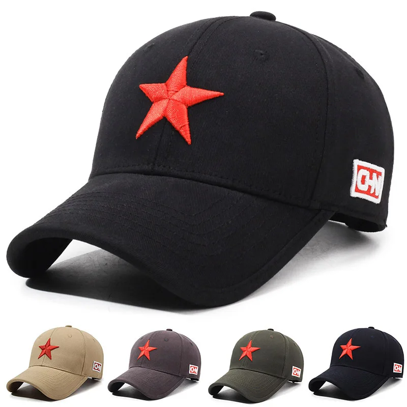 Chinese Style Five Pointed Star Duckbill Cap Personalized Embroidered Hardtop Baseball Cap Men Women Sports Leisure Visor Hat