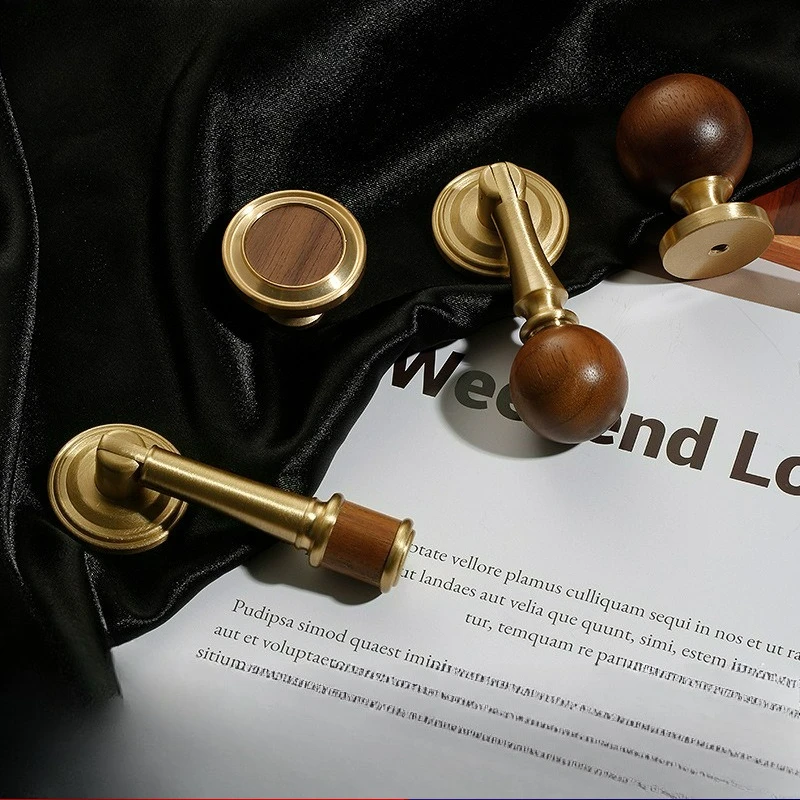 

Walnut Cabinet Door Handle Nordic Brass Cabinet Door Drawer Furniture Round Ball Handle