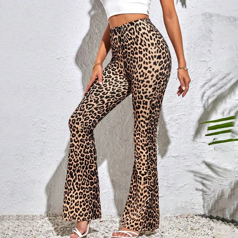 

Women Leopard Print Flared Pants Sport High Waist Leggings Skinny Push Up Butt Yoga Pants Fashion Workout Casual Leggings Female