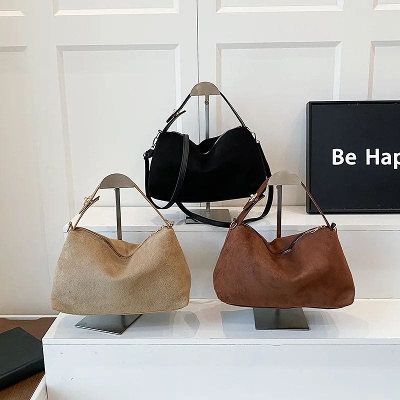 

Autumn And Winter Hand-held Soft Leather Bag Designer Soft Matte Suede Women's Handbag Women's Shoulder Crossbody Bag