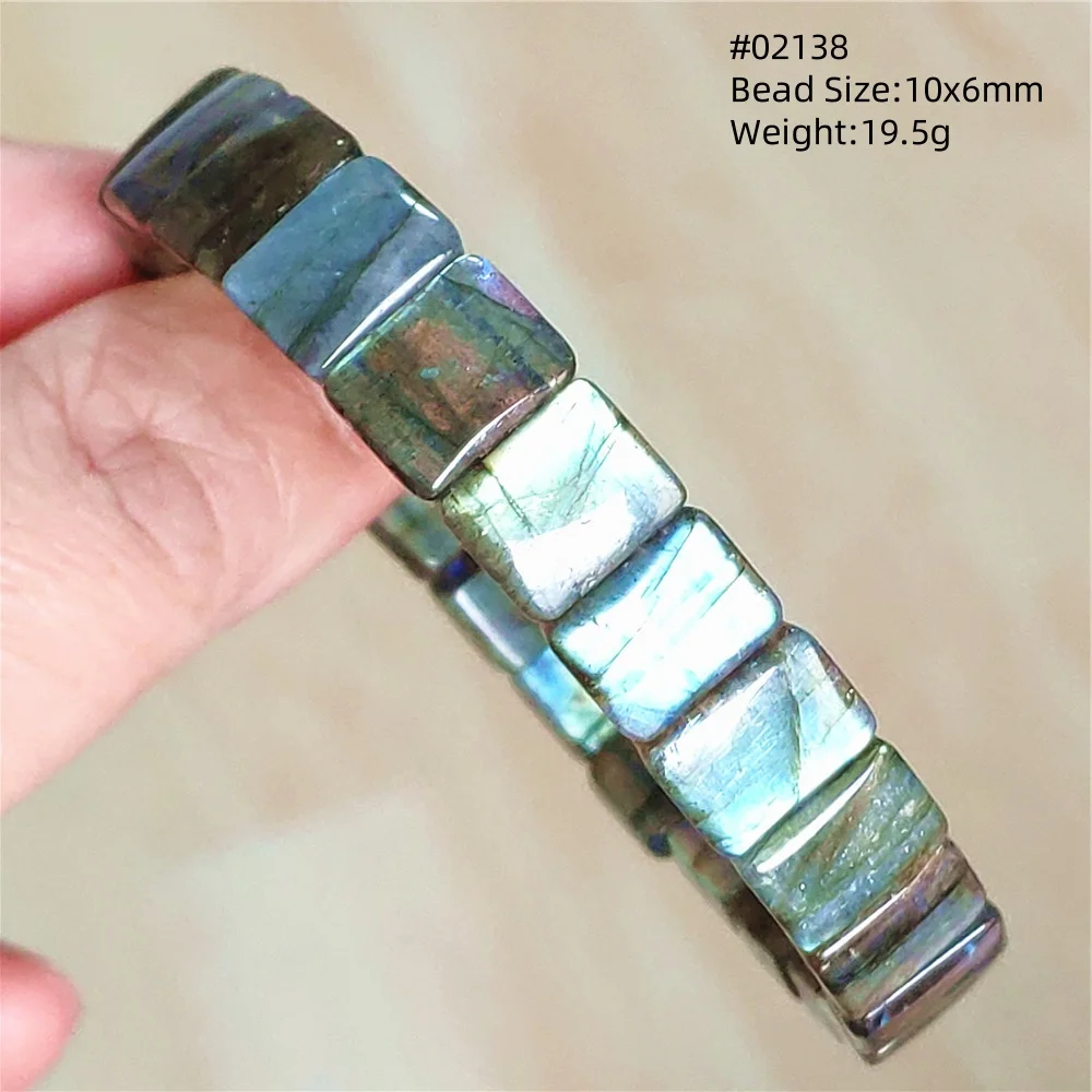 Natural Blue Labradorite Light Clear Rectangle Beads Bracelet Bangle Rainbow Labradorite Women Men Fashion Moonstone AAAAAAA