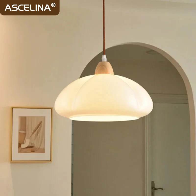 nordic pumpkin pendant light lampadas de vidro criativo para sala de estar sala de jantar quarto estudo laranja creme branco 01