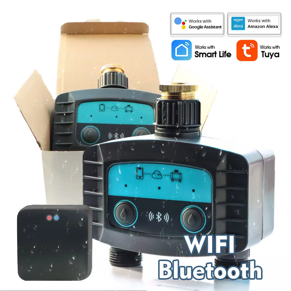 

WiFi/Bluetooth-compatible Garden Smart Water Timer Solenoid Valve Irrigation Tap Controller for Wireless Conrtol Remote Watering