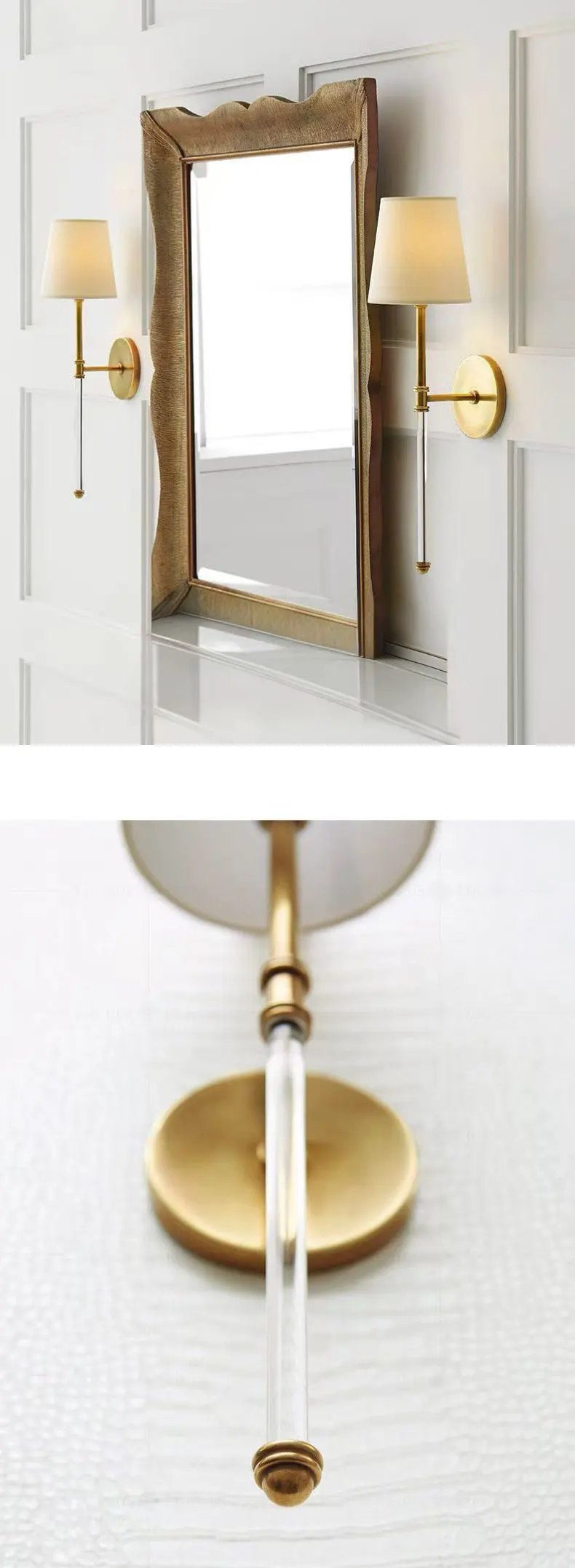 American Bedside Fabric LED Wall Lamps Copper Iron E14