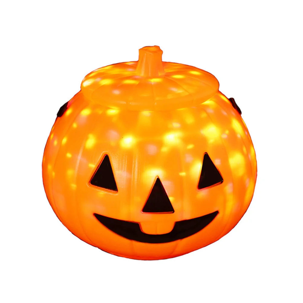 

Pumpkin Bucket Black Halloween Ornament Barrel Light LED -powered Decoration Party Pvc Plastic