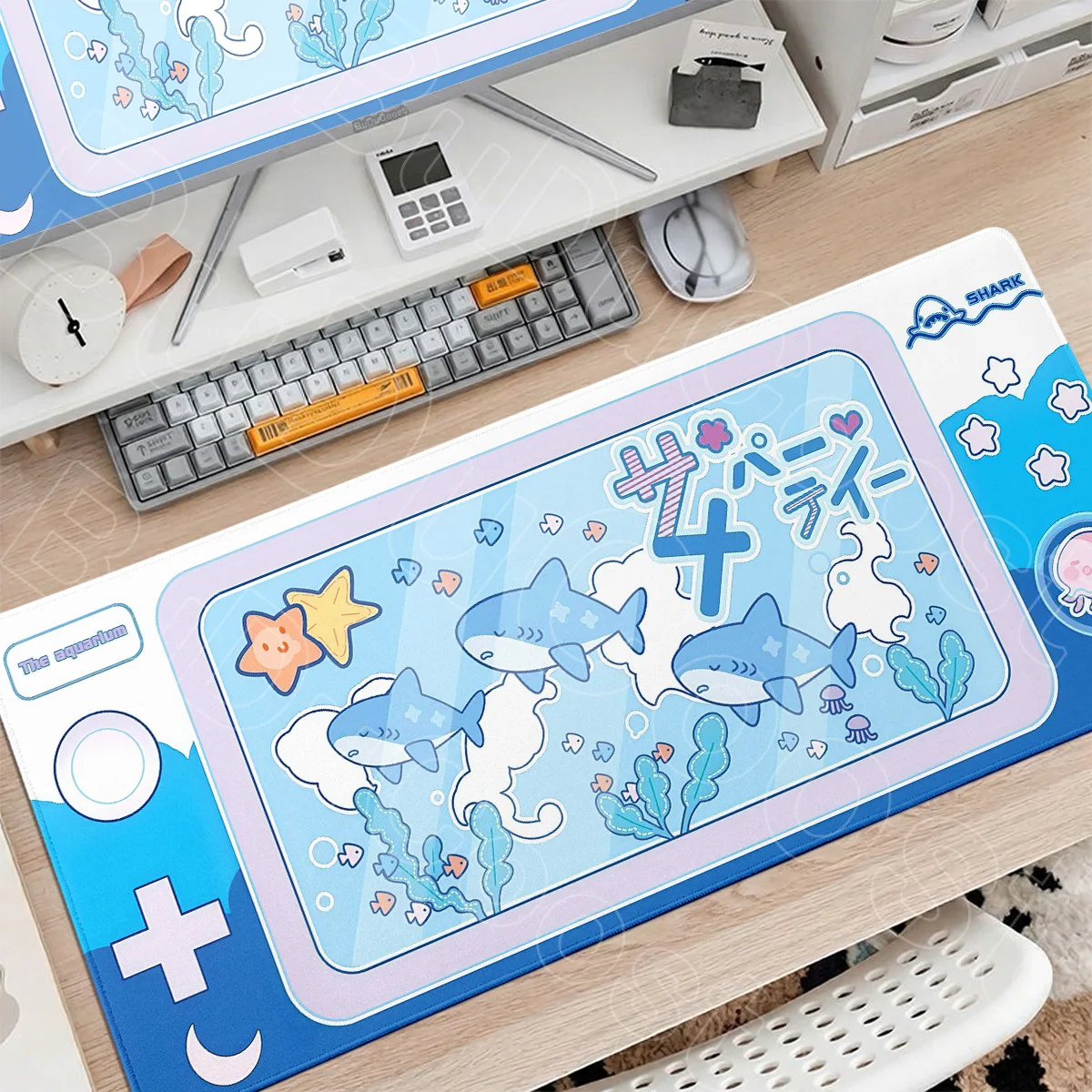 Kawaii Cartoon Dog Desk Protector Mat Sakura INS Switch Gamer Keyboard Carpet 30x60cm Rubber Cute Pink Animal Non-slip Mouse Pad