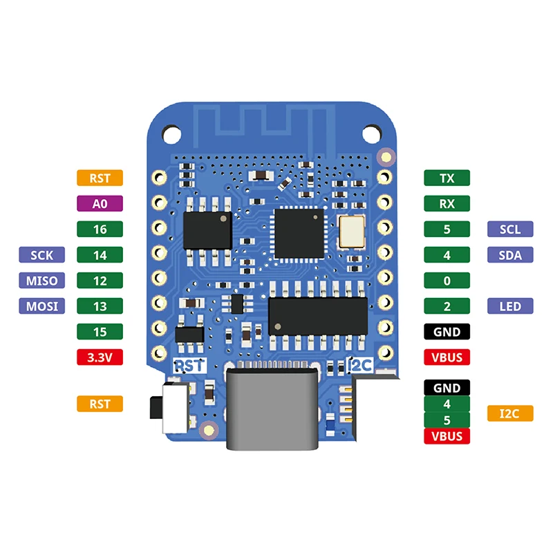 WEMOS D1 Mini V4.0.0 TYPE-C USB WIFI Плата Интернета вещей на базе ESP8266 4 МБ LOLIN 12C MicroPython Nodemcu Arduino Совместимость