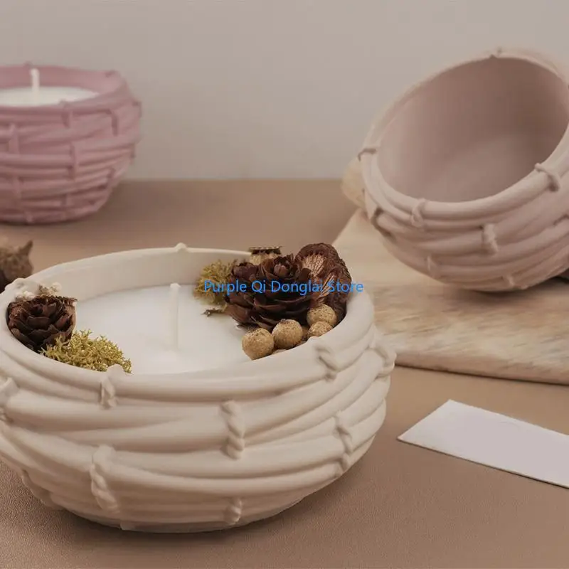 L21E Bird Nest Planter Molds Silicone Texture for Candle Bowl