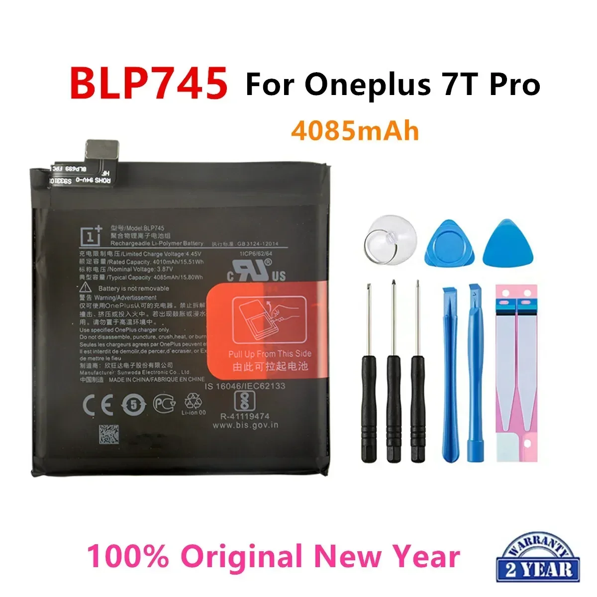 Bateria Original para OnePlus, BLP801, BLP761, BLP759, BLP745, BLP743, BLP699, BLP685, OnePlus 8T, 9R, 8, Pro, 8, 7T Pro, 7T, 6T, 7, A6010