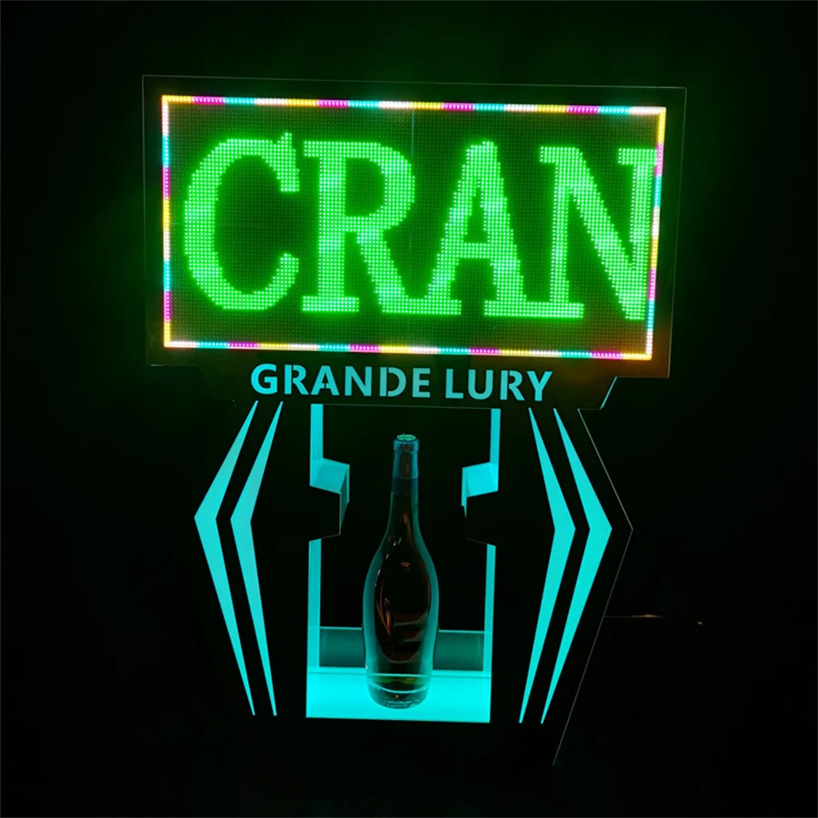 OEM LED Letter Message Board Bottle Presenter DIY Message Billboard Sign Bottle Carrier LED Screen VIP Wine Display Holder