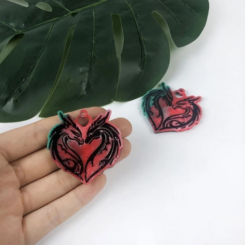 Amor corazón dragón molde DIY epoxi pendientes silicona molde resina artesanía molde