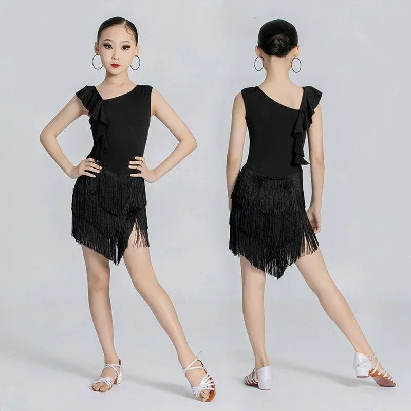 

Детское профессиональное платье для латинских танцев, платье для соревнований по бальным танцам для девочек, новое платье для танцев Suladin с блестками и перьями