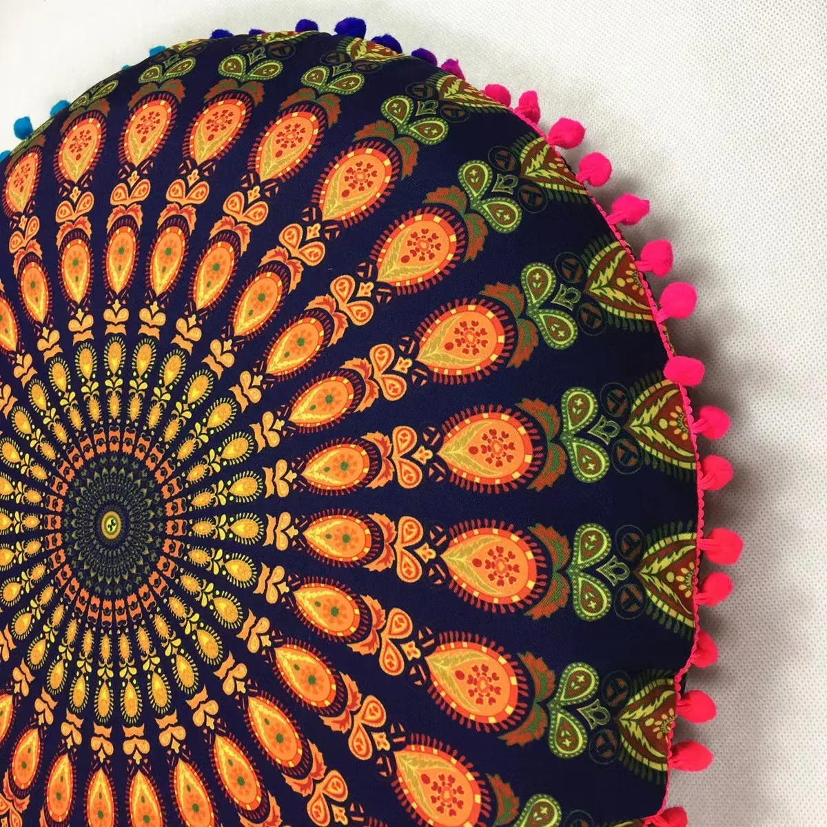43/80cm Round Bohemian Pillow case Mandala Pattern Cushion Cover Indian Elephant Retro Meditation Floor Decorative Pillows