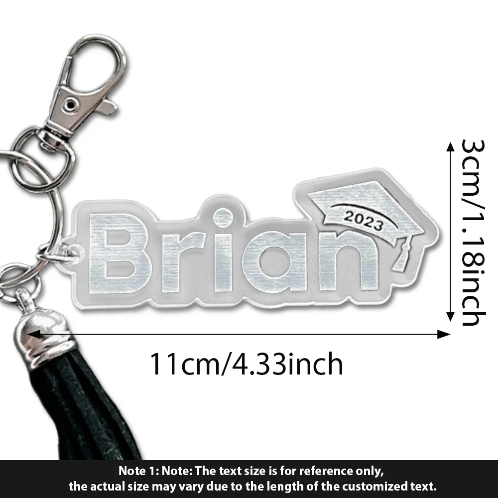 قطعة واحدة من سلسلة مفاتيح PMMA المخصصة - اسم وسنة محفورة شخصية، DIY، منقوشة بالليزر، ملحق مثالي للاستخدام اليومي وخريج لا يُنسى