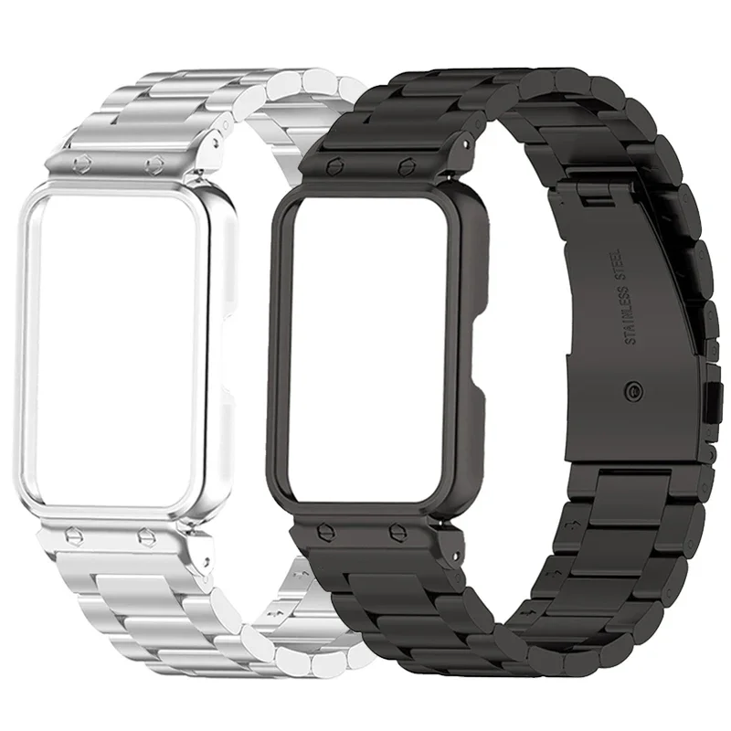 สายนาฬิกาสแตนเลสสําหรับ Samsung Galaxy Fit 3 สายคล้องสําหรับ Samsung Galaxy Fit 3 สร้อยข้อมือโลหะฝาครอบป้องกัน