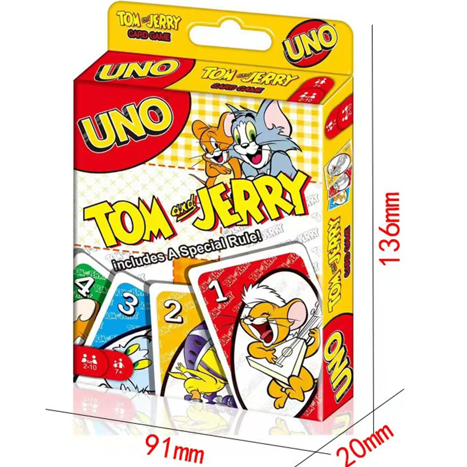 Mattel Games UNO TOM AND JERRY Card Game for Family Night Featuring Tv Show Themed Graphics and a Special Rule for 2-10 Players