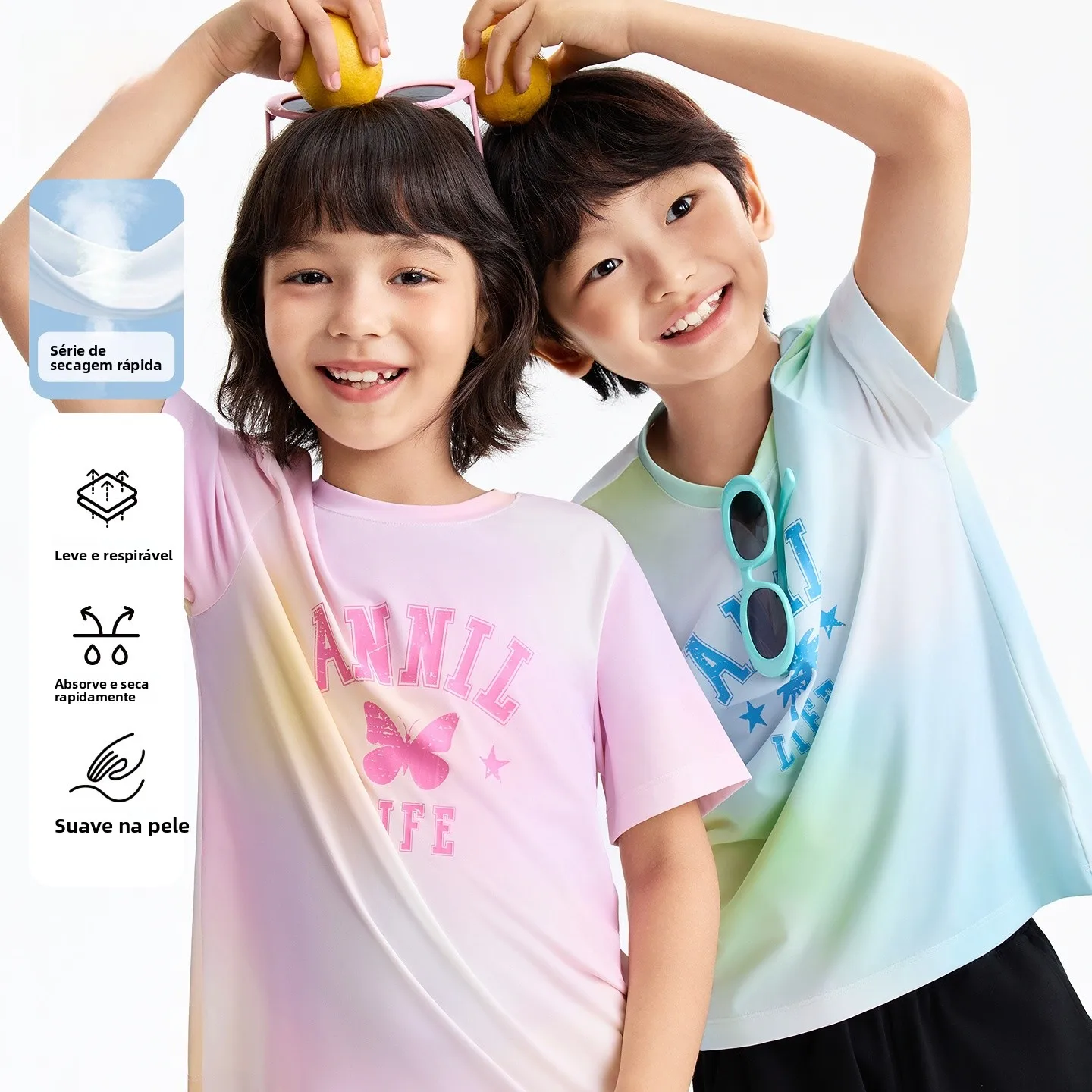 quick-dry-loose-fit-round-neck-short-sleeve-t-shirt-children's-sportswear-gradient-color-unisex-summer-casual-wear-annil
