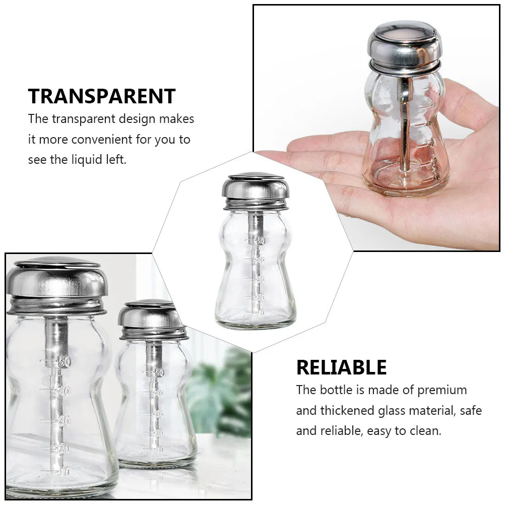 2 قطعة زجاجة مزيل طلاء الأظافر زجاجة مضخة زجاجية شفافة قابلة لإعادة الملء حاوية ضغط فارغة لمزيل ماكياج فن الأظافر