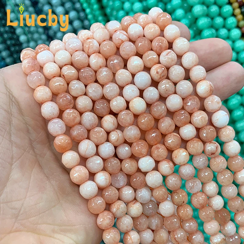 Light yellow Natural Stone White Stone jade Faceted Beads For Jewelry Making DIY bright Accessories Elastic Rings 15