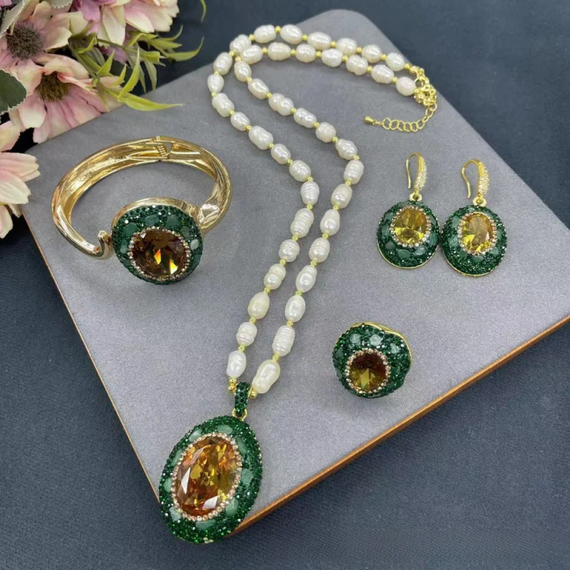 

New Color Changing Sudan Stone Photosensitive Stone Necklace Jewelry Women'S Set Noble Luxury Trendy Party Clothes Accessories
