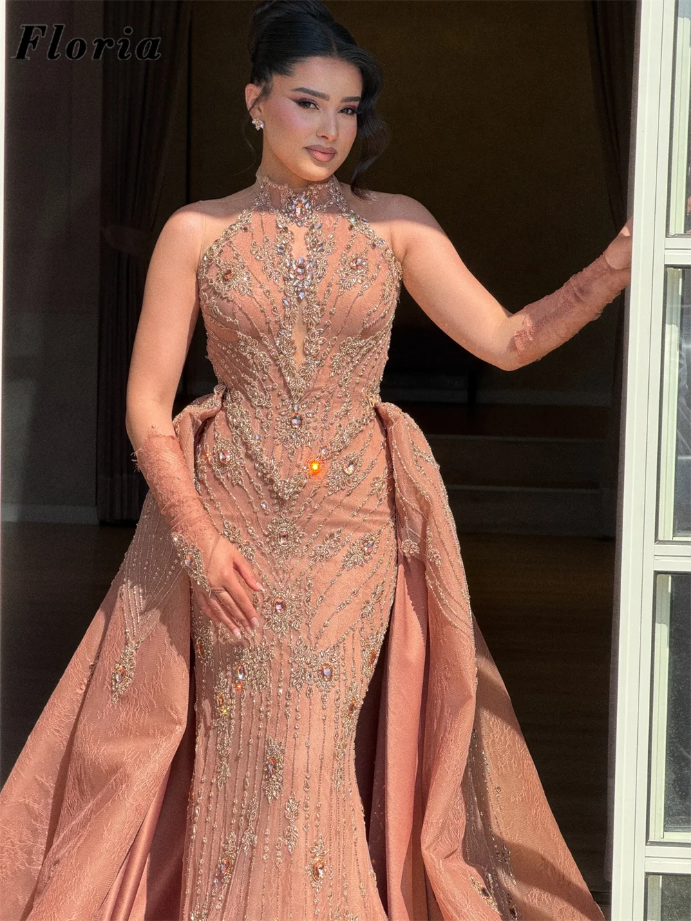 Blush Pink Beaded Evening Dresses With Detachable Skirt Customized Sleeves Prom Dress Wedding Party Gowns Robes De Soirée 2026 view 5