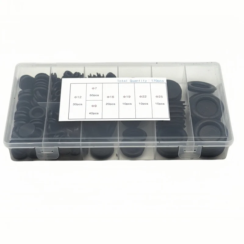 170Pcs Rubber Grommet Kit Practical Firewall Hole Plug Assortment for Automobile Professional Machinery Decoration Repairing