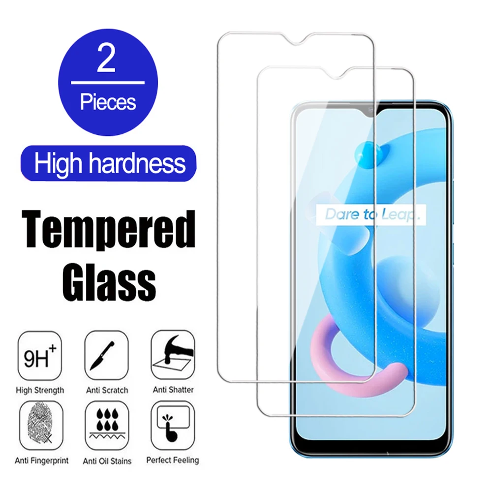 2Pcs Full Transparent Tempered Glass For Realme C20 C21 C25 C30 C31 C33 C35 C51 C53 C55 Screen Protector Realme C25s C30s Film