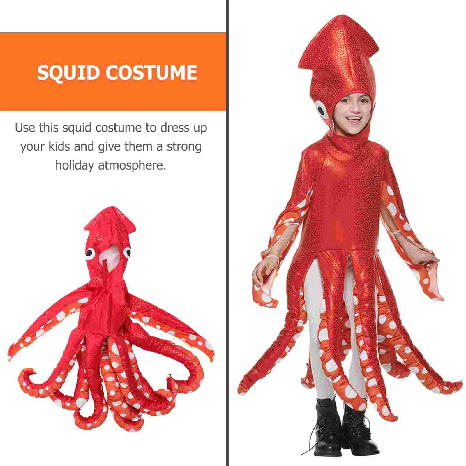 Octopus Jumpsuit Halloween Costume Kids Squid One-Piece Party Performance Makeup Stage Calamari