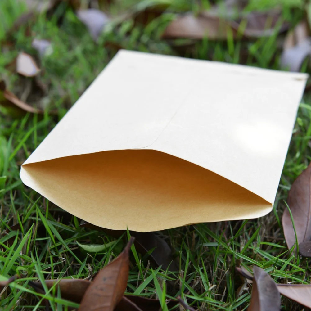 

50Pcs Kraft Paper Food Grade Seed Bags Small Size Durable Storage for Beans Packaging 6x11cm Kraft Bag