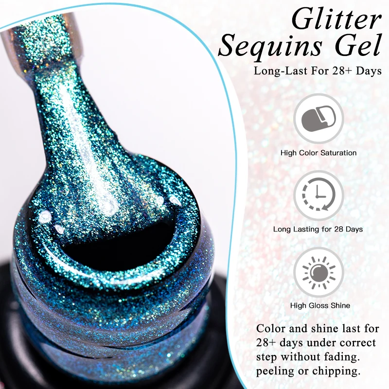 8 個グリッタージェルネイルポリッシュセットスパークリンググリッタースパンコール半永久ソークオフ UV LED ジェルワニス長期的なマニキュアキット