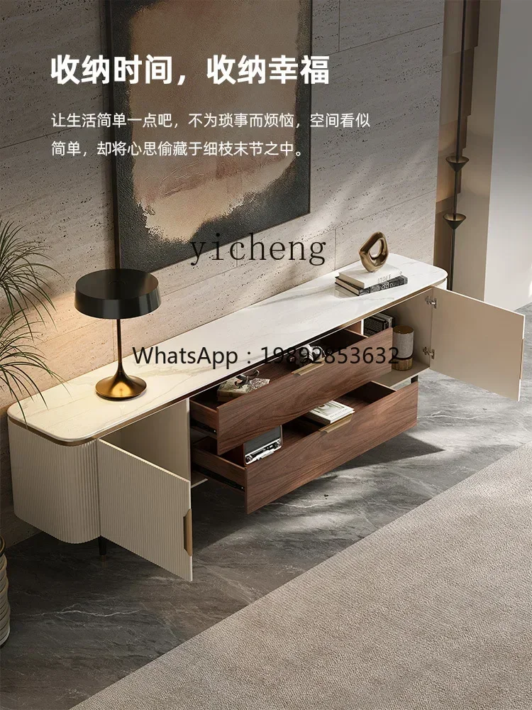 AZ  Marble Solid Wood TV Cabinet Home Modern Minimalist Living Room High-Grade Villa Cabinet