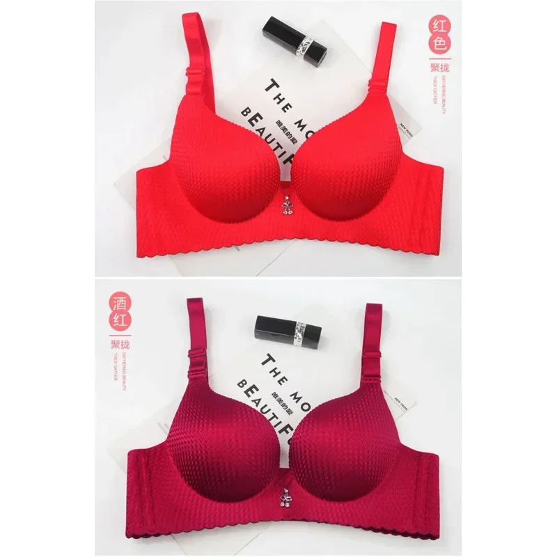 【Spots】Ultra thick 8cm One-piece Seamless Steel Ring Sexy Flat Chest Thickened Small Chest Gathered Bra Extra-thick Underwear