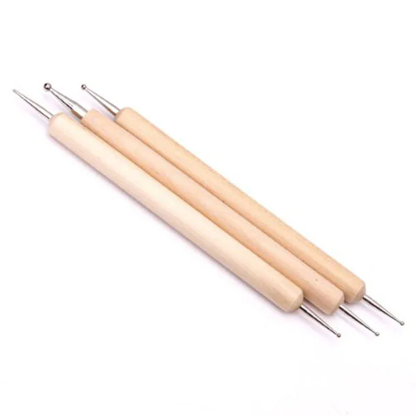 

3pcs Sculpture Tools Ball Embossing Sculpting Tool Styluses Wooden Handle Stainless Steel Embossing Pottery Craft Projects
