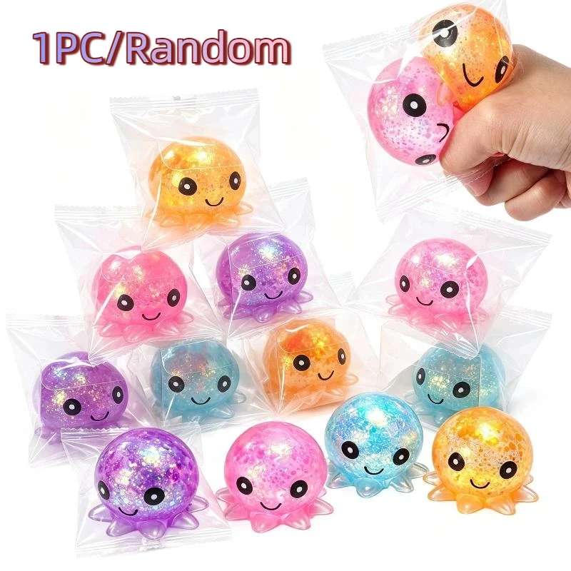 Squid Stress Balls Soft Squeeze Fidget Toy Sensory Anxiety Relief Random Color Bubble Octopus Gift