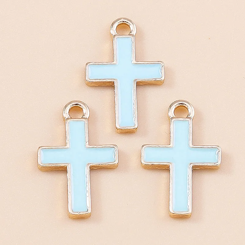 Leslie 10 Stück religiöse Kreuz-Charms-Anhänger für Halskette, Ohrringe, Gold, Silber, vergoldet, Charms, DIY-Schmuckherstellung – Detail 10
