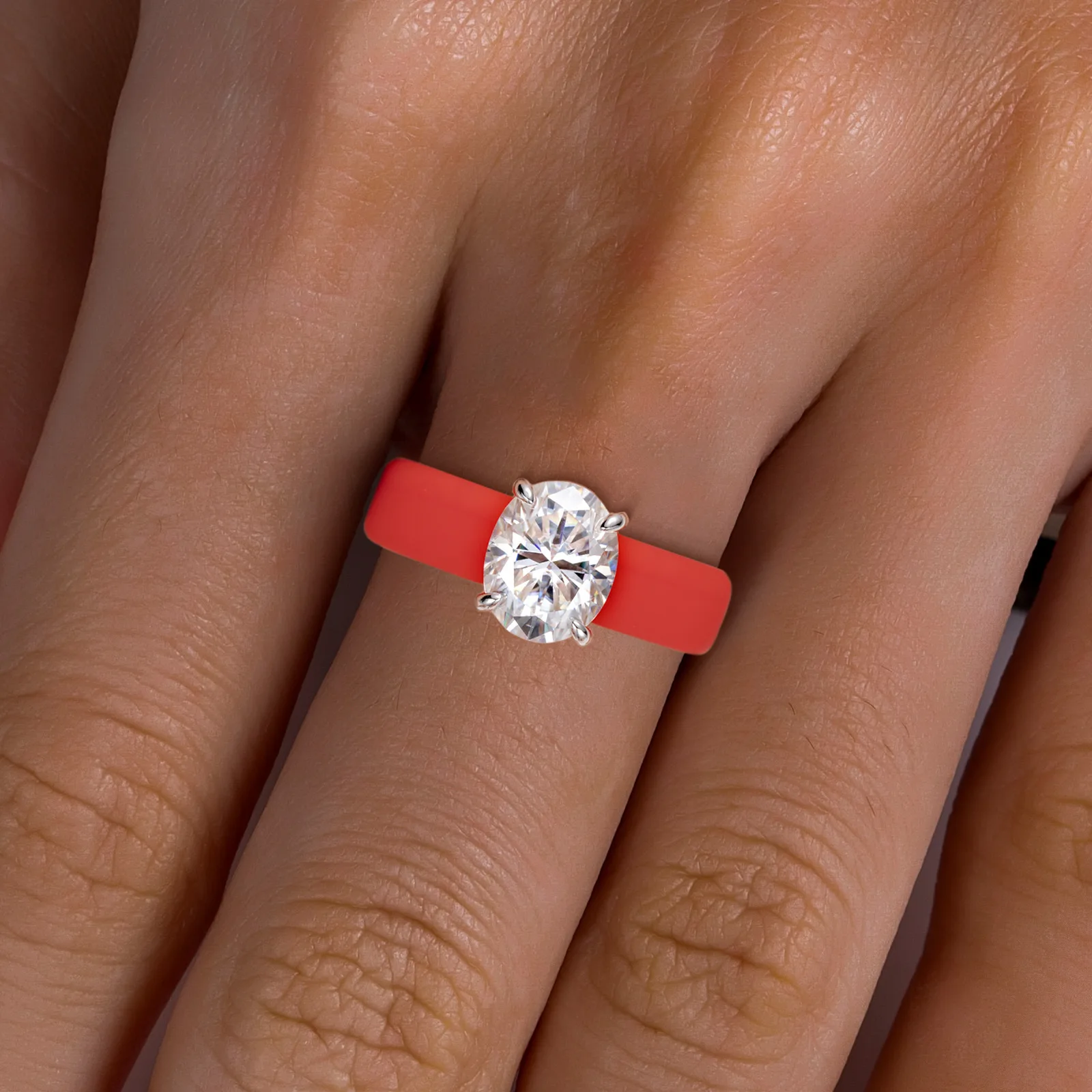 Carnica Silicone 8×10mm 3CT Oval Stone Real Moissanite Ring for Women S925 Sterling Silver Sparkling Wedding Band GRA D Color