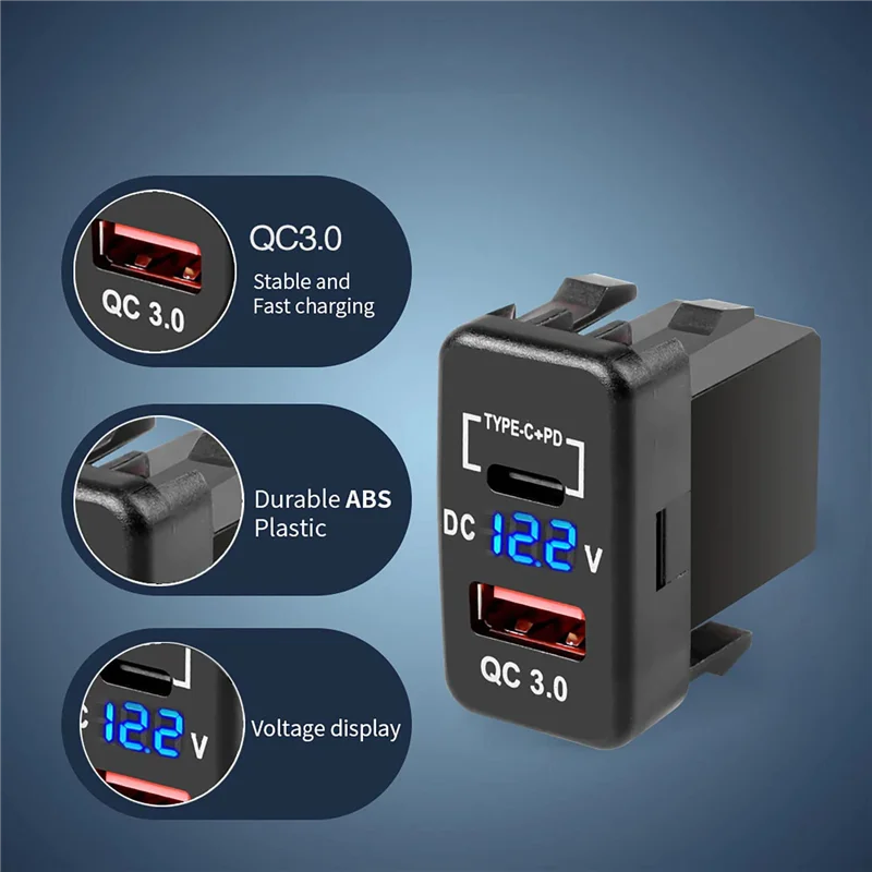 듀얼 급속 충전 3.0 및 PD USB C 포트 충전기 소켓 전원 어댑터, 12V-24V USB 콘센트, 자동차 보트 해양 트럭-A