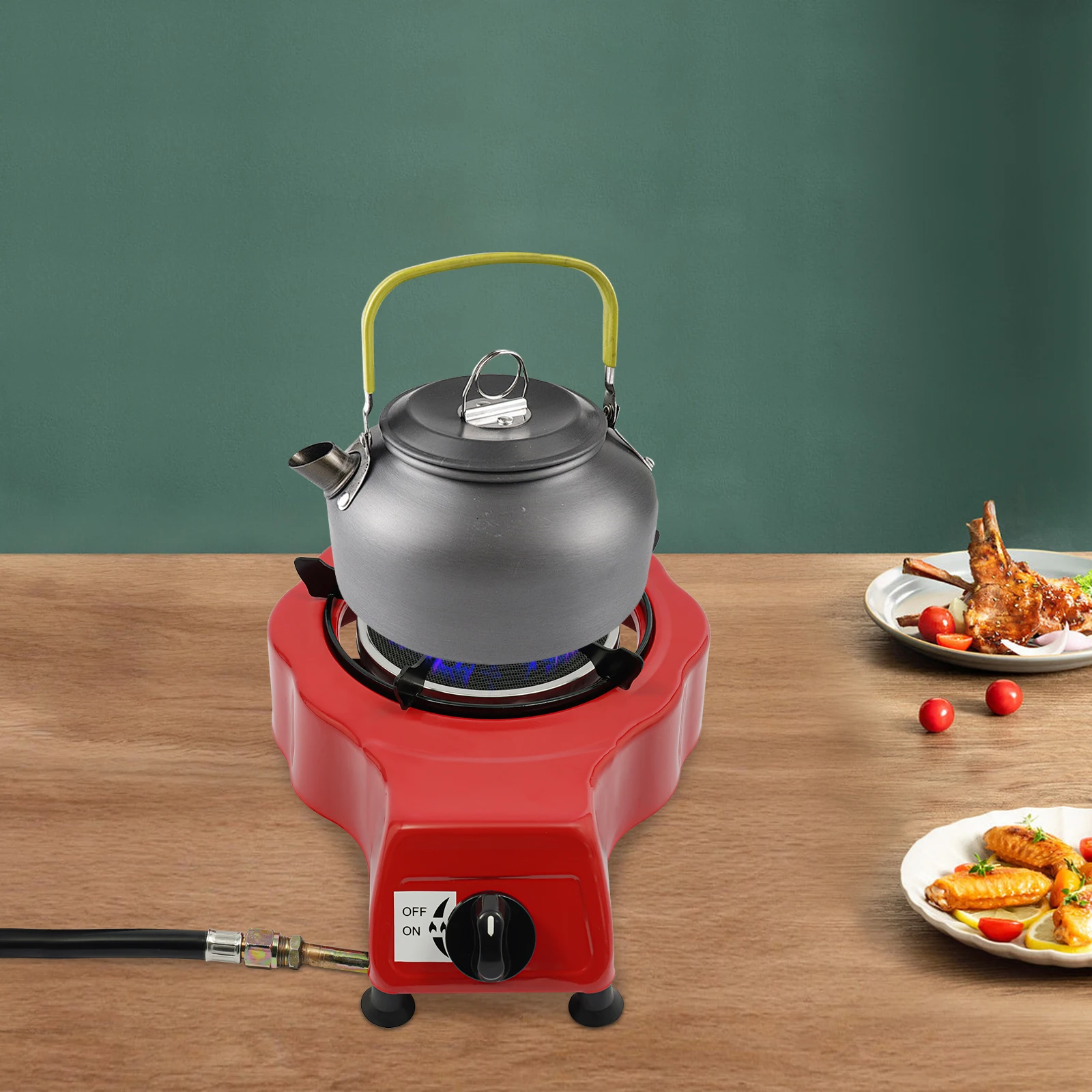

14*9.64inch Red Single Burner Gas Stove Portable Gas Stove Iron Gas Tove for Frying Pans Pottery Pans Flat-bottomed Pans