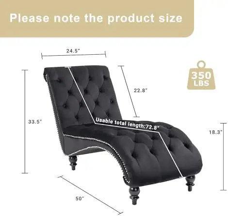 Chaise Lounge Indoor,Velvet Upholstered Lounge Chair Button-Tufted Armless Chair with Pillow, for Bedroom Living Room