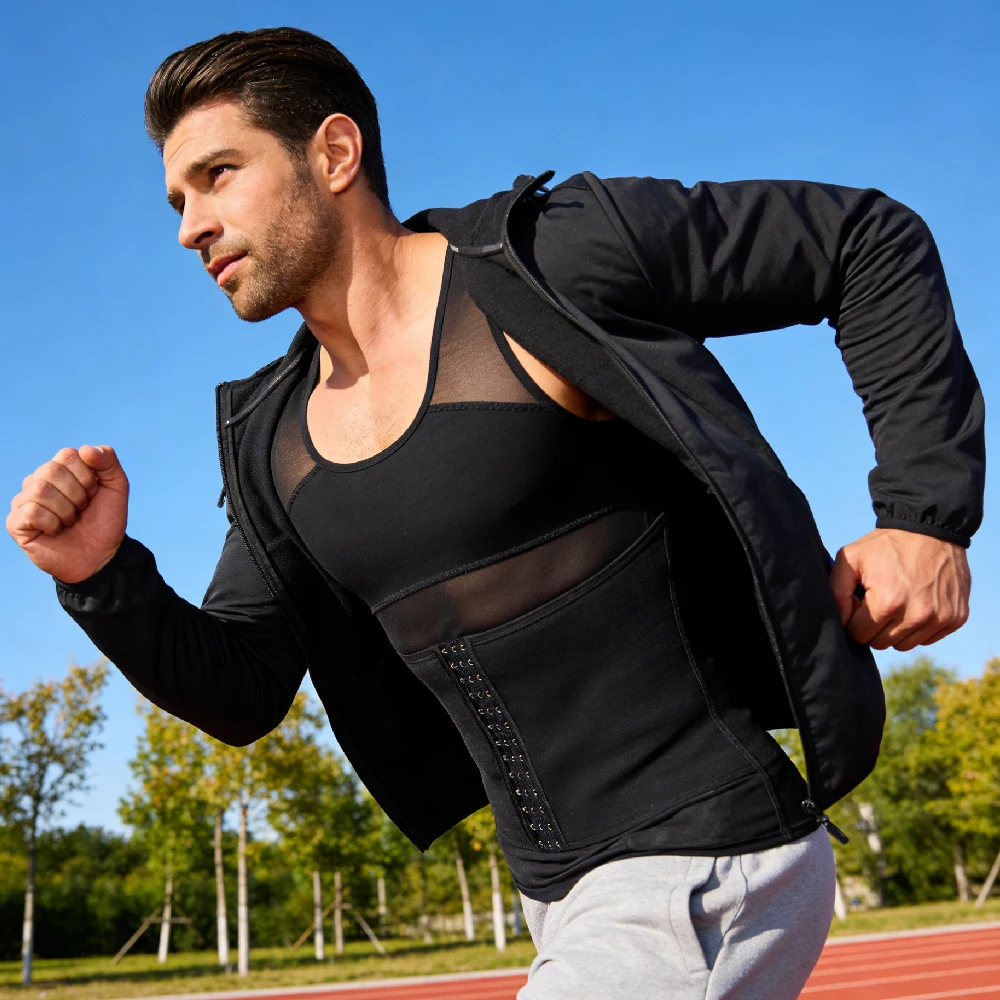 Men's Button Adjustable Shapewear Vest, Breathable Invisible Compression Tank Top, Tummy Control Slimming Body Shaper Beer Belly - view 5