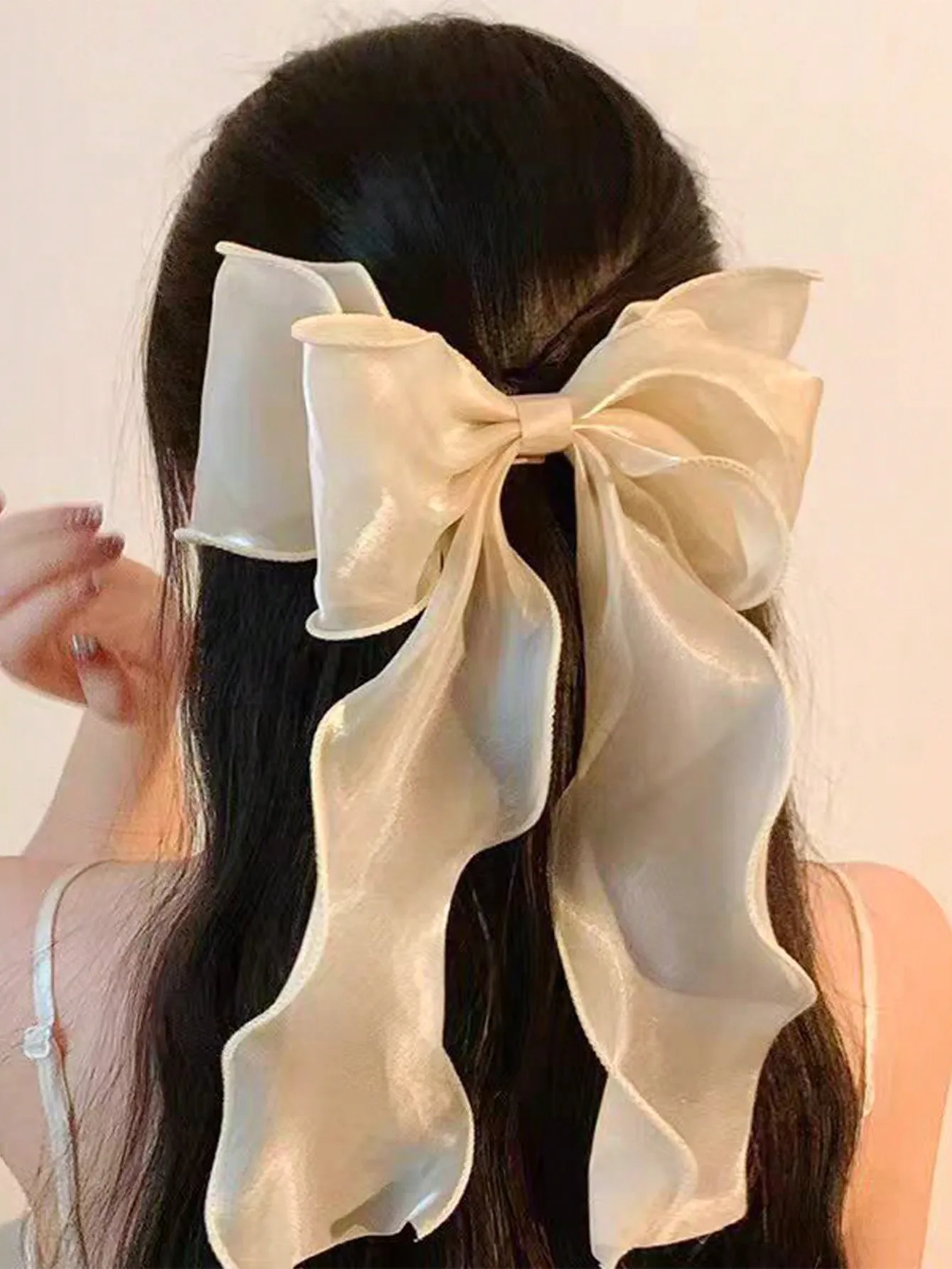 1Pcs Schwarz Polka Dot Organza Bogen Haar Clip frauen Flauschigen Band Hairgrip Französisch Kopfschmuck Süße Nette Haar Zubehör haarnadeln – Detail 2
